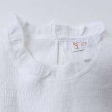 Ticali Top Elegante De Manga Farol Con Acabado De Ribete Fruncido Y Cuello Victoriano C8072 - Blanco - Ver 4