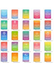 1set/2set 50-Piece Rainbow Gradient Affirmation Cards | Motivational Positive Energy Self-Encouragement Interactive Cards - one size fits all - View 8