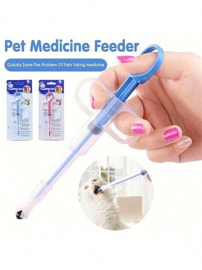1 Pc Random Color Pet Medicine Feeder, Pet Medicine Tablet Syringe, Soft-Tip Dual-Purpose Feeder, Pill Shooter, Double-Needle Feeding Dispenser Tool Pet Medicine Feeder, Pet Medicine Tablet Syringe, Soft-Tip Dual-Purpose Feeder, Pill Shooter, Double-Needle Feeding Dispenser Tool