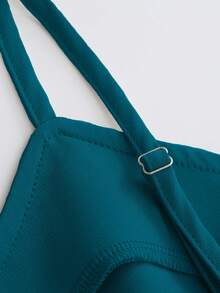 Franclia Casual Khaki Blazer Jacket Paired With Slim Fit Camisole Dress, Women's 2 Pieces Suit Set, Versatile For Commute And Daily Wear, Spring/Autumn - Teal Blue - View 3