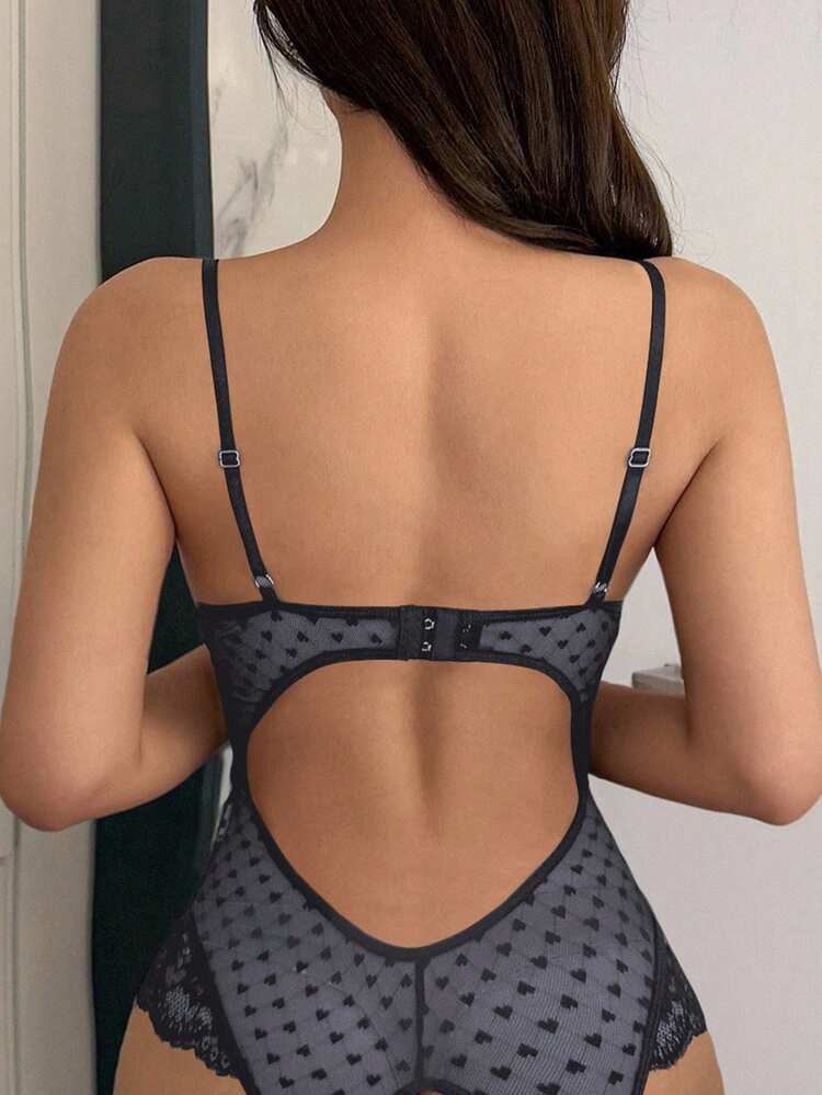 Adjustable Sheer Mesh Hollow-Out Sexy Bodysuit For Women Lingerie For Women