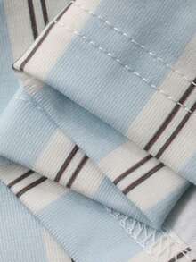 DAZY 男童条纹落肩长袖纽扣前开襟休闲舒适家居服 - 藍色 - 查看 6