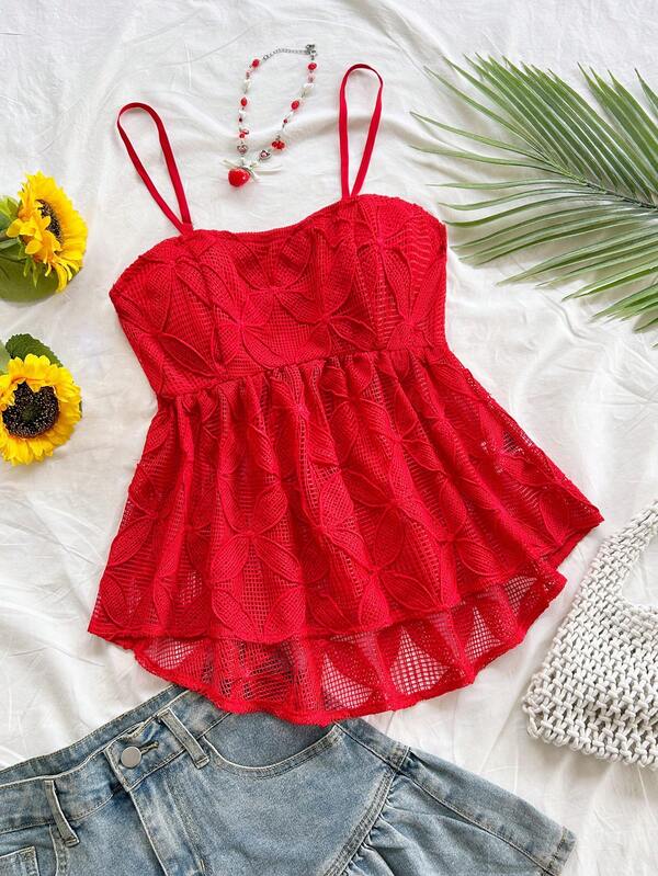 Soleia Camiseta sin mangas casual y linda para mujer, ideal para vacaciones de verano, graduación, boda, vuelta al colegio, fiesta de Pascua. Diseño dulce y romántico, de punto texturizado, con volantes, cintura elástica, bajo suelto, talla grande corta por delante y talla grande larga por detrás, en color amarillo.