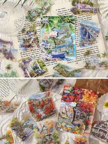 一套10张PET防水日记贴纸，自然美学贴纸，适用于日记、剪贴簿、DIY工艺品和艺术用品 - 多款 - 查看 11