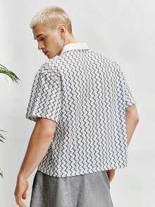 TOKVUE 男士时尚提花面料 Polo 衫 - 霧霾藍 - 查看 2