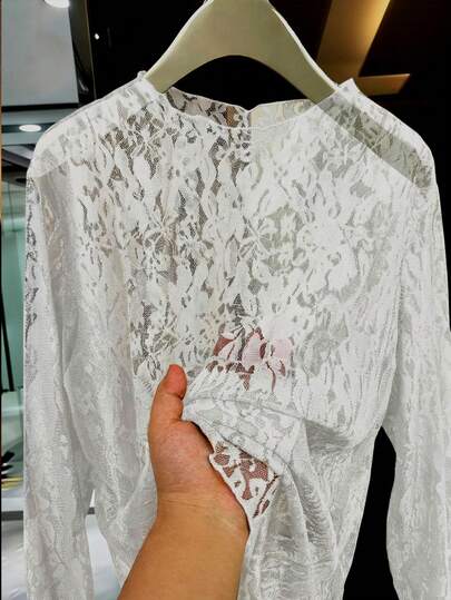 EMERY ROSE 大码女士性感多层蕾丝上衣