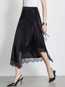 Aveloria Modichic Fashionable European Design Casual Commute Black Lace Skirt Women Long Elegant Gothic Cover Up For Autumn Classy Bar Party - Black - View 5
