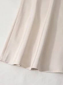 Sparklyn 少女蝴蝶结装饰撞色优雅长袖网纱拼接连衣裙 - 杏色 - 查看 4