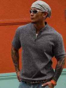 DAZY Men's Floral Print Grey & Black T-Shirt, Summer - Black - View 7