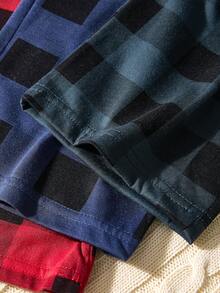 3pcs Men's Plaid Print Pajama Bottoms Set - Multicolor - View 6