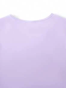 Teen Girl Floral Print Crew Neck Split Sleeve Elegant Dress - Purple - View 7