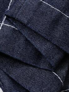 Livesso Women's Denim Jumpsuit With Bandeau Neckline And Waist Cinching Detail - Blue - View 7