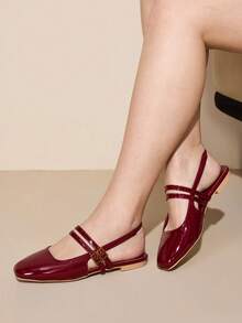 CUCCOO CURVES Zapatos planos anchos y ensanchados para mujer - Burdeos - Ver 4