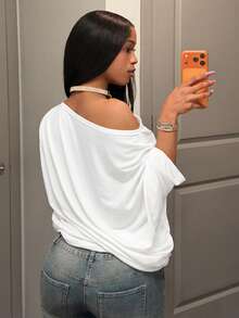 Slaydiva 旅行通勤 居家休闲 夏季假期 白色上衣 新款 早春夏季 音乐节、情人节、复活节 休闲、简约基础风、Y2K街头甜美风、畅销款、日常约会、辣妹风、性感、运动时尚风、白色上衣 - 白色 - 查看 2