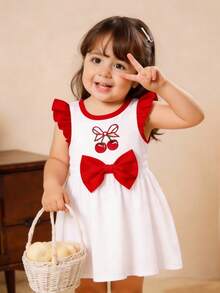 SHEIN Gaun Lengan Panjang Bermotif Kartun dengan Pita Manis untuk Bayi Perempuan, Cocok untuk Musim Gugur/Musim Dingin - MultiWarna - View 4