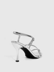 CUCCOO SZL Giày sandal cao gót thời trang nữ thiết kế khóa cài, thích hợp mang hàng ngày. - Bạc - Xem 9