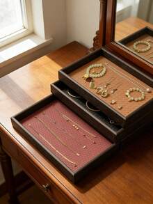 Cirelle Texture Decorative Trays, Wooden Rectangular Jewelry Storage Boxes And Dressing Table Trays, Multi-Color Storage Boxes For Keys, Cosmetics, Candles And Table Decorations, Are Very Suitable For Use In Bathrooms, Wardrobes, Coffee Tables And Entrances. - Desktop storage tray - View 11