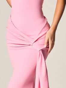 MISSGUIDED Sweetheart Neckline Ruched Asymmetric Panel Mermaid Maxi Dress With Side Draping Detail For Evening Occasions And Formal Events - Pink - View 5