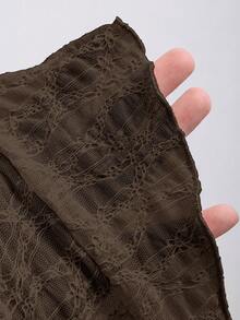 Sweetra Cropped Tube Top With Bowknot & Textured Print - Brown - View 6