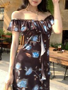 DAZY Lange Kleider für Frauen, Kreuzfahrt-Outfit für Frauen, Sommerkleid, Boho-Urlaubsoutfit für Frauen - Braun - Übersicht 6