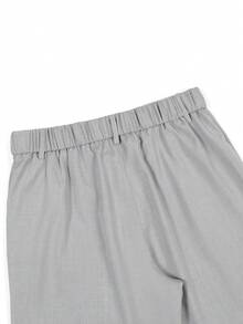 Manfinity Mode 男士纯色休闲商务裤 - 灰色 - 查看 4