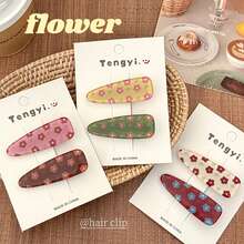 2pcs Vintage Autumn Winter Flower Acrylic Hair Clips Set For Women, Sweet Bangs Side Clips, Elegant Versatile Barrettes For Girls - Multicolor - View 7