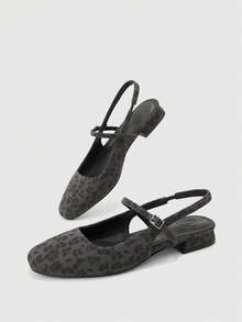 CUCCOO BIZCHIC Giày nữ thời trang màu đỏ kiểu Mary Jane, quai sau, gót thấp, mũi vuông, thoải mái, giày cao gót dự lễ tốt nghiệp, giày dự tiệc mùa hè, mùa xuân, lễ Phục sinh, Giáng sinh. - Mẫu báo xám đậm - Xem 10