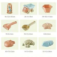 9/10 piezas Juego de juguetes de playa, juguetes de agua y arena, carrito de playa, herramientas de cubo para cavar y jugar en la arena, herramientas de excavación de playa y nieve para niños, juegos de juguetes de playa, juegos interactivos padres-hijos - Multicolor - Ver 5
