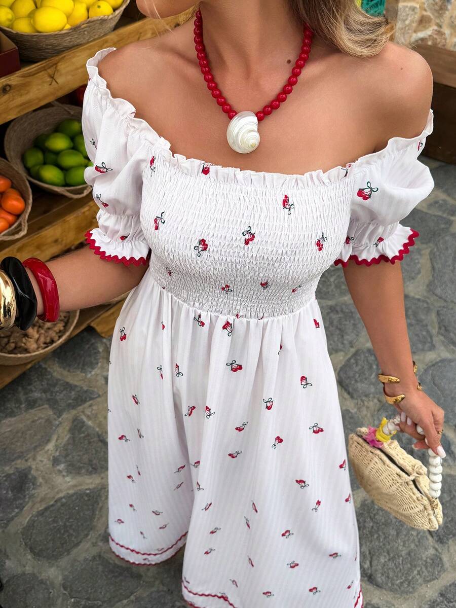 Selianne Plus Size Floral Print Scoop Neck A-Line Dress, Pink Striped, Sweet Style, Spring/Summer - Multicolor - View 1