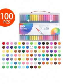 SHEIN Bộ bút dạ hai đầu 120/100/80/60/48/36/24/12 chiếc, Bộ bút dạ đầu mềm có thể giặt được, Nhiều mẫu mã để lựa chọn, Giấy vẽ không thấm nước, Bộ sưu tập nghệ thuật, Bút vẽ Graffiti, Bộ bút dạ màu nước, Bút màu dung lượng lớn chống nước, Quà tặng hoàn hảo, Bút dạ - Nhiều màu - Xem 15