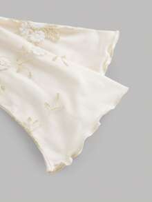 SHEIN Tween Girls' Casual Oblique Shoulder Long Sleeve Top - White - View 3