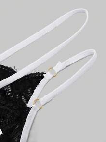 1pc Men's Black Sexy Lace Bowknot Ribbon Thong Underwear - Black - View 8