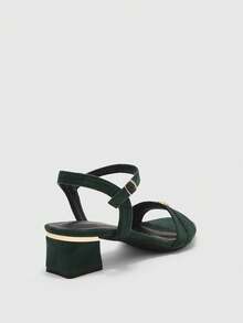 CUCCOO BIZCHIC Women's Round Toe Sandals, French Elegant Goddess Style Strap Thick Heel High Heels, Suitable For Dresses In Summer Summer Shoes - Green - View 9