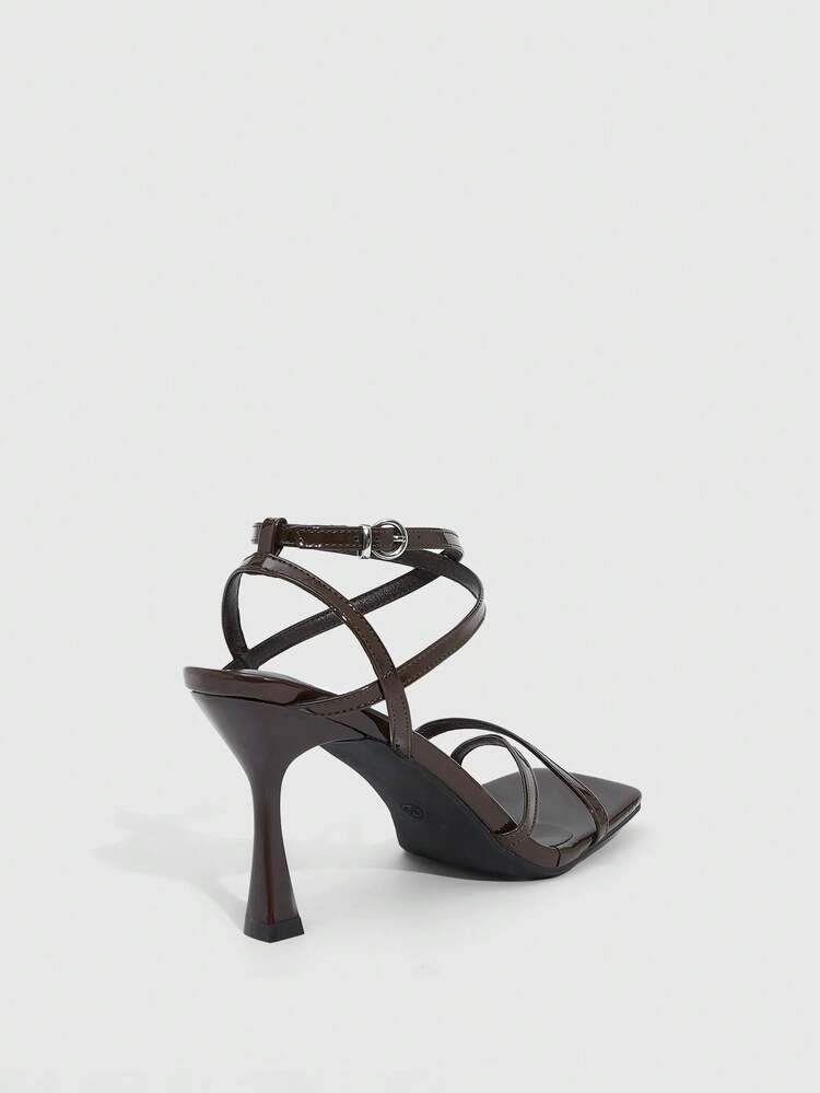 CUCCOO SZL Women's Sexy Kitten Heel Criss-Cross Strap Buckle Sandals, Summer