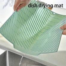 1PC Silicone Dish Drying Mat, (Large, Medium, Small), Non-Slip Anti-Shock Noise-Reducing Mat, Desktop Insulation Pad, Foldable Draining Mat, Rollable Draining Mat, Heat-Resistant Pot Mat, Silicone Drying Mat, Multi-Function Draining Mat, Holiday Gift, Kitchen Accessory, Desktop Accessory - Multicolor - View 3