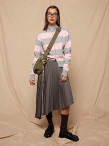 COUREZ Long Sleeve Zip Up Cardigan In Stripe /Y2K Spring Clothes For Women Cute Cardigans Going Out Tops Party Outfits  Summer Tops Summer Outfits - Pink - View 1