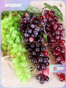 4/1pc Fake Red And Green Grapes, Plastic Lifelike Fruit Artificial Simulation Grapes For Wedding Home Kitchen Party Decor Photography Prop Gifts Birthday Graduation,Fake Plants - Multicolor - View 2