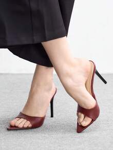 CUCCOO BIZCHIC 女士尖头黑色细高跟凉鞋，9厘米高跟，性感夏季连衣裙婚礼情人节派对镂空露趾鞋 - 玫瑰紅 - 查看 5
