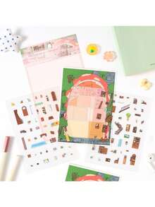 1Set Of 4 Sheets Dream Weaving & Light Crafting 3D Scene-Making Stickers - Cross-Border Student Sticker Pack, DIY 3D Puffy Stickers For Journals - 4pcs - View 9