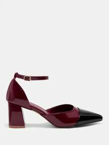 CUCCOO CURVES Women Shoes Women's Pointed Buckle Design Everyday Versatile Fashion Wide Last High Heels Valentine's Day - Multicolor - View 2