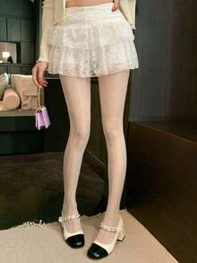 DAZY Women's Fashionable Versatile Mesh Leggings For Daily Wear - White - View 11