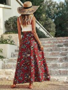 Breezaya Chân váy maxi xẻ đùi in họa tiết hoa nhí dành cho nữ - Nhiều màu - Xem 2