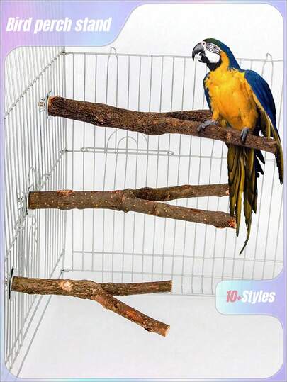 1pc/2pcs Wooden Double Branch Parrot Perch Stand For Birds All Seasons