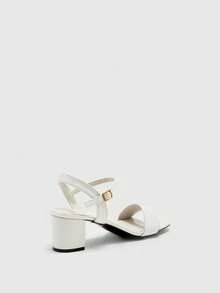 CUCCOO BIZCHIC Sandalias de tacón medio con punta cuadrada, elegantes, casuales y cómodas, de estilo slip-on para mujeres, adecuadas para el lugar de trabajo, el trayecto, citas, ocasiones formales y fiestas - Beis - Ver 9