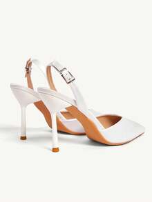 CUCCOO CHICEST Elegant French Style Pointed Toe Satin High Heel Sandals For Women, Chic Mature Style With Ankle Strap, Suitable For Commuting, Dating And Other Occasions Wedding Shoes Spring Shoes Bride Shoes Summer - White - View 8