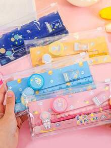 Cartoon Stationery Gift Set, Pencil Case With Eraser & Ruler - Cute School Supply Prize & Promotion Gift - Multicolor - View 6