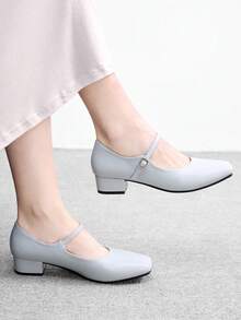 CUCCOO BIZCHIC Giày cao gót đế dày kiểu Mary Jane mũi vuông mới của Pháp mùa thu - Màu xanh lam - Xem 1
