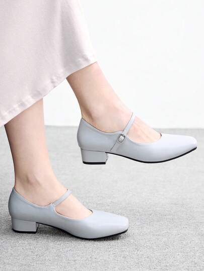 CUCCOO BIZCHIC Autumn New French Square Toe Mary Jane Strap High Heels Thick Heel Shoes