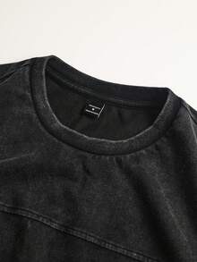 Manfinity Homme 男士休闲宽松无袖圆领背心，时尚百搭夏季款 - 黑色 - 查看 4