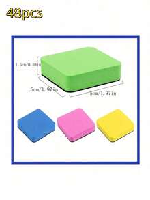 Bộ 1/5/10/24/48 cục tẩy bảng trắng, cục tẩy bảng đen từ tính bằng nỉ EVA, cục tẩy vuông, nhiều màu sắc - Nhiều màu - Xem 10